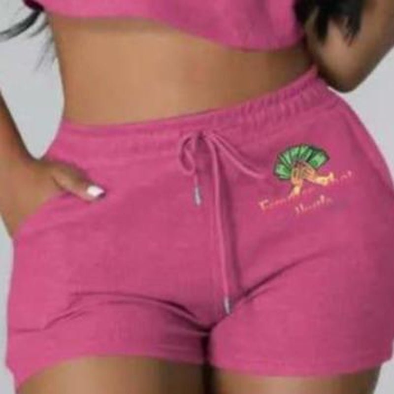 Women Clothing Casual Solid Color Jogger Biker Short Set Crop Top Two Piece Sets - Bela Fils BoutiqueBela Fils Boutique